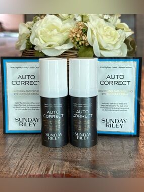 Sunday Riley AUTO CORRECT Brightening & Depuffing EYE CONTOUR CREAM Duo **Read**